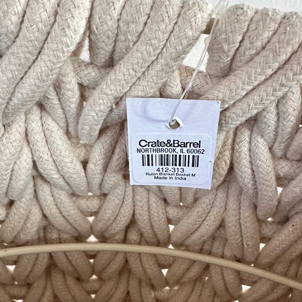 Crate & Barrel - Rulon White Medium Blanket Basket - Picture 6 of 8